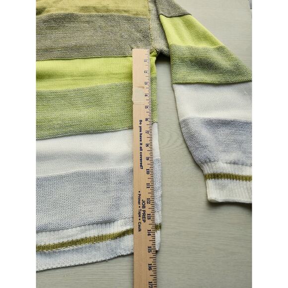 Sweater-Angashion-Striped-Green-Silver-White-Metallic-Long Sleeves - Picture 14 of 15